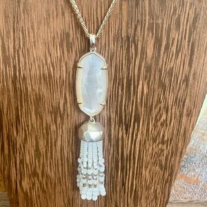 Kendra Scott Rayne Gold and White Tassel Pendant Necklace